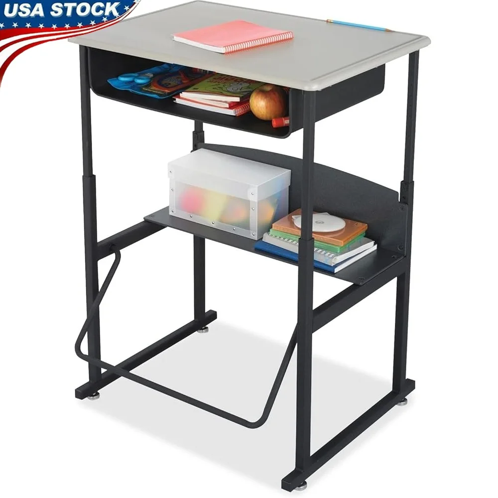 Adjustable Height Standing Desk with Storage Adjustable Student Desk Pendulum Footrest Book Box Ergonomic Classroom Furniture
Adjustable Height Standing Desk with Storage Adjustable Student Desk Pendulum Footrest Book Box Ergonomic Classroom Furniture