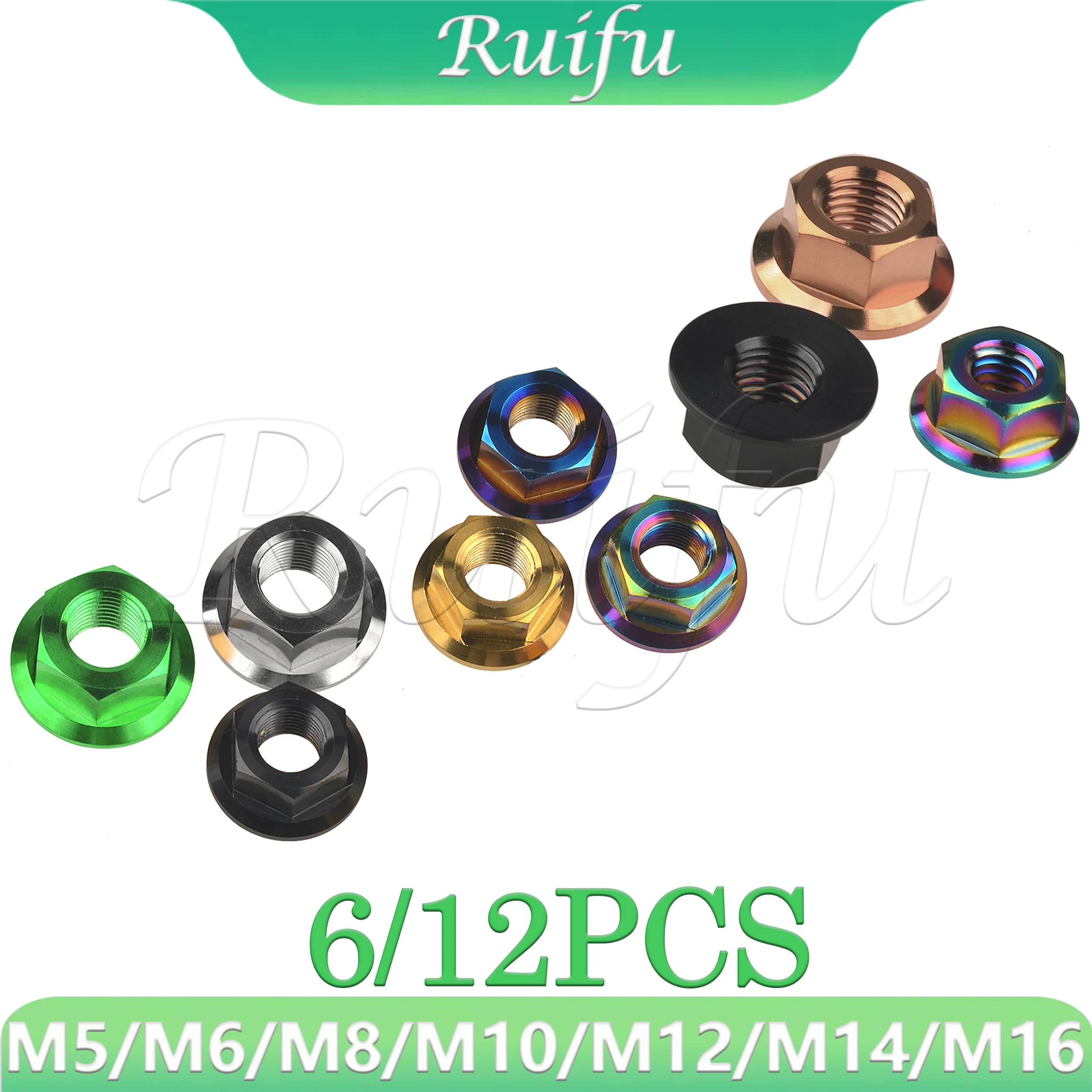 Ruifu Titanium 6/12PCS Ti Nut M5/M6/M8/M10/M12/M14/M16 Flange Nut Bolt Cap for Motorcycle Bicycle Bike
Ruifu Titanium 6/12PCS Ti Nut M5/M6/M8/M10/M12/M14/M16 Flange Nut Bolt Cap for Motorcycle Bicycle Bike
