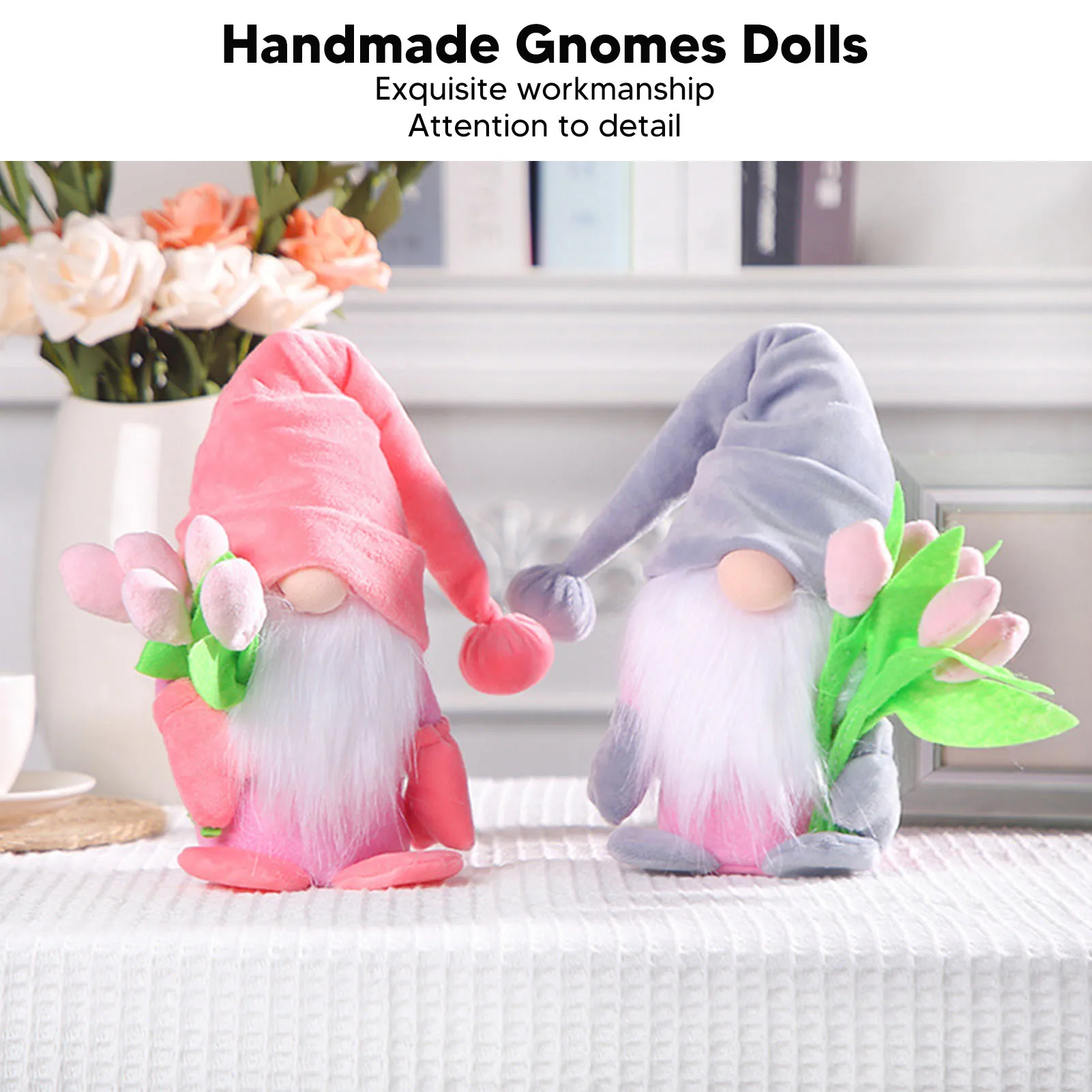 Mother Day Gnome Plush Decoration Doll Plush Stuffed Handmade Soft Spring Tulip Flowers Gnomes Pink/Grey
Mother Day Gnome Plush Decoration Doll Plush Stuffed Handmade Soft Spring Tulip Flowers Gnomes Pink/Grey