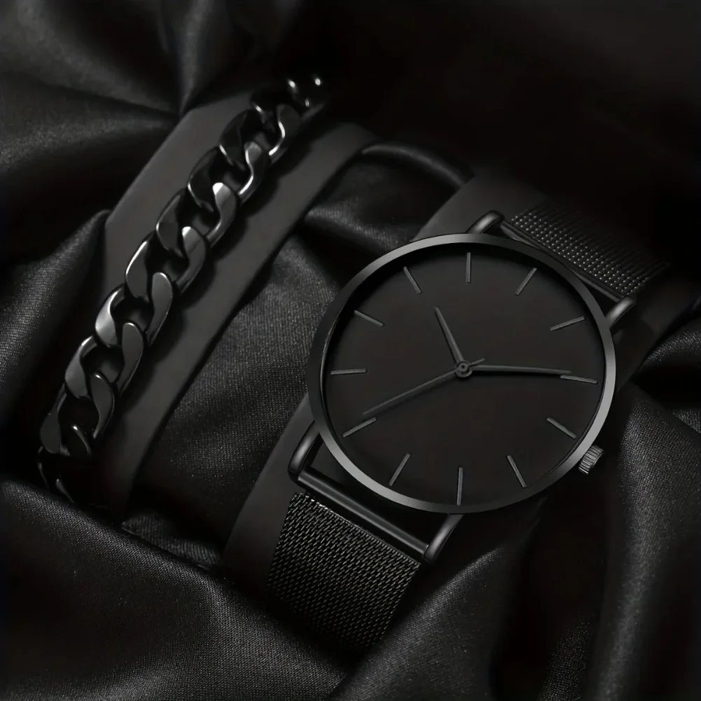 1pc Men's Stainless Steel Strap Charming Decorative Round Dial Quartz Watch & 1pc Bracelet For Everyday Use
1pc Men's Stainless Steel Strap Charming Decorative Round Dial Quartz Watch & 1pc Bracelet For Everyday Use