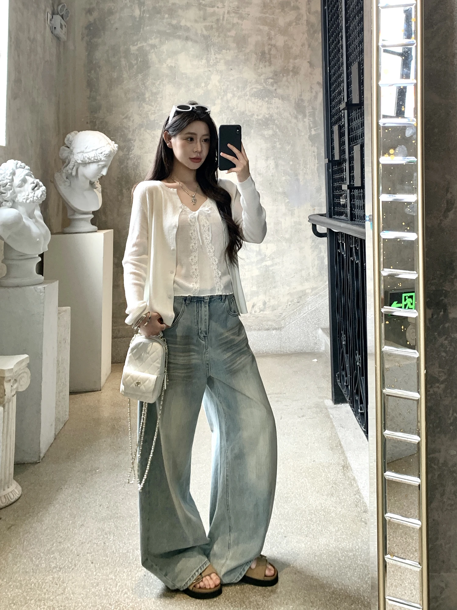 Withmxboom Grey Home Wool Knitted Cardigan Slimming Lace Strap Vest Two-piece Set Women's Fashion Summer Long Sleeve Top
Withmxboom Grey Home Wool Knitted Cardigan Slimming Lace Strap Vest Two-piece Set Women's Fashion Summer Long Sleeve Top