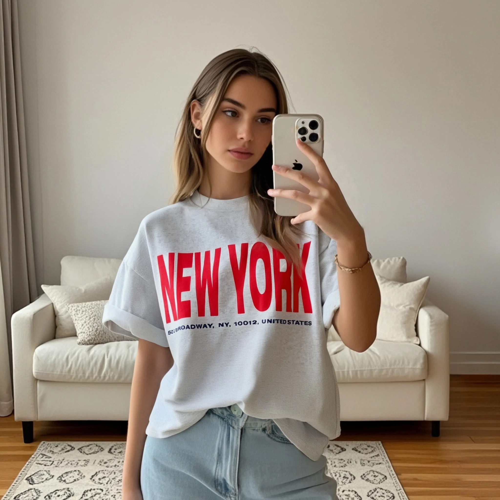 2025 Ladies Loose - fit Short - sleeved T - shirt with “NEW YORK” Print and Address Line for Daily Street and Travel Wear
2025 Ladies Loose - fit Short - sleeved T - shirt with “NEW YORK” Print and Address Line for Daily Street and Travel Wear
