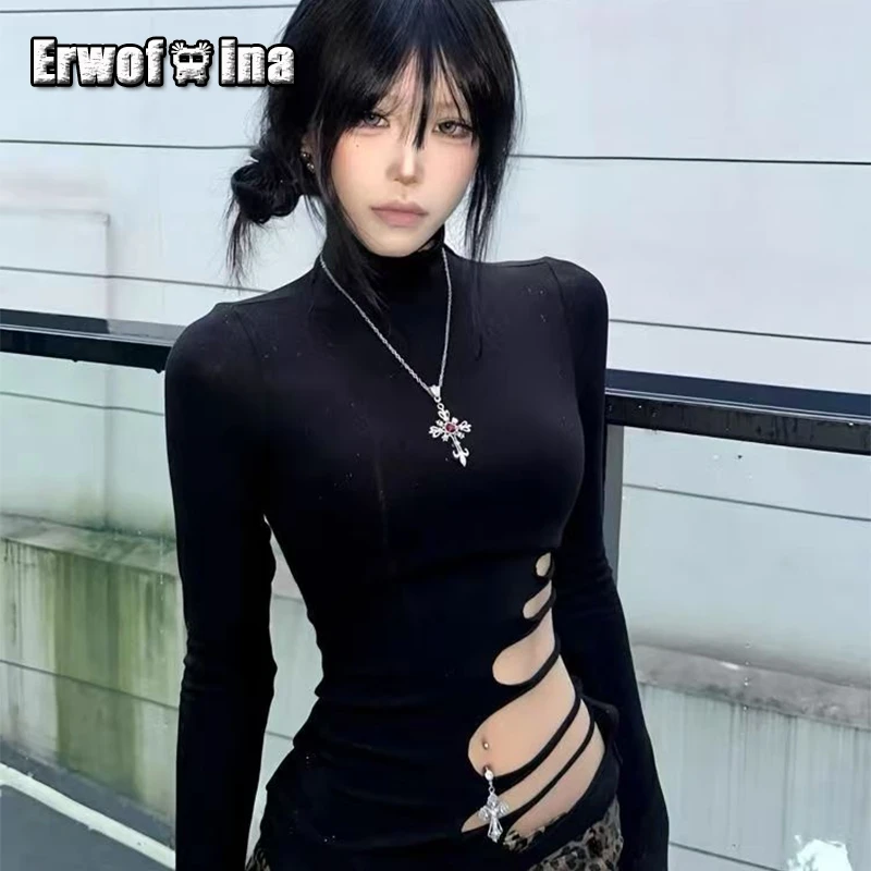 Erwofeina Hotsweet T-shirt Hollow Out Slim Long Sleeve 2000s Clothes Y2k Korean Fashion Woman Clothing Turtleneck Chic Tops
Erwofeina Hotsweet T-shirt Hollow Out Slim Long Sleeve 2000s Clothes Y2k Korean Fashion Woman Clothing Turtleneck Chic Tops