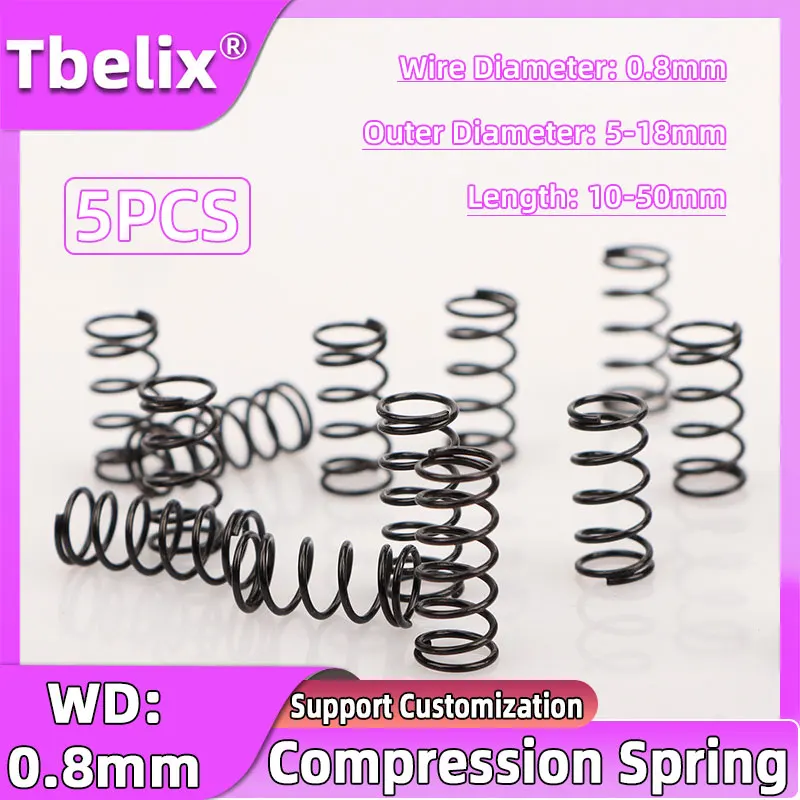 Tbelix 5PCS Compression Coil Spring Return Spring Steel Pressure Springs Tools WD 0.8mm Outside Diameter 5-14mm Length 10-50mm
Tbelix 5PCS Compression Coil Spring Return Spring Steel Pressure Springs Tools WD 0.8mm Outside Diameter 5-14mm Length 10-50mm