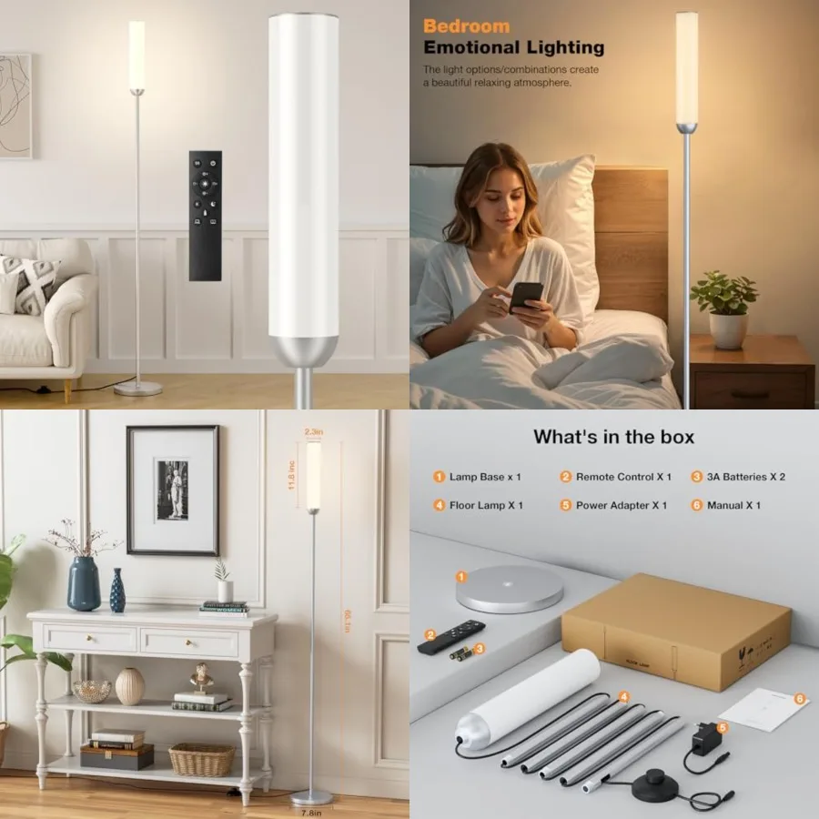 LED Floor Lamp with Remote Control,"Standg lamp with Stepless Adjustable 3000K-00K Colors and 30-100% Brightness, Feet Switch
LED Floor Lamp with Remote Control,"Standg lamp with Stepless Adjustable 3000K-00K Colors and 30-100% Brightness, Feet Switch