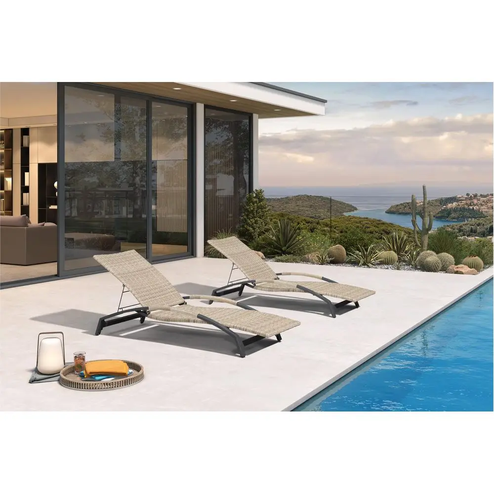 Patio Chaise Lounge Chair Set of 2 Wicker Adjustable Recliner Tanning Chair for Outdoor Pool Beach Poolside Sunbathing Lounger
Patio Chaise Lounge Chair Set of 2 Wicker Adjustable Recliner Tanning Chair for Outdoor Pool Beach Poolside Sunbathing Lounger