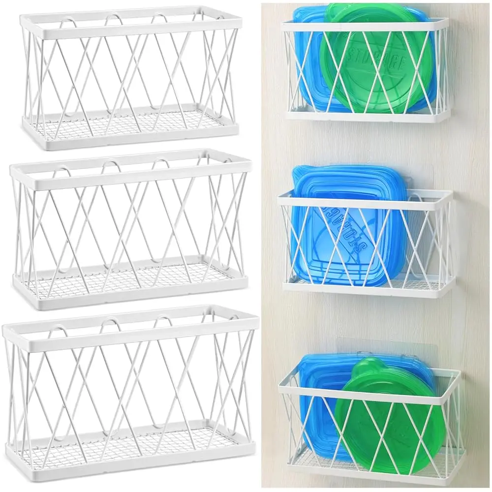 6 Pa Adhesive Cabinet Organizers - Wall Mounted Cabinet Door Organizer Bin Holder For Kitchen Wall Under Sink Basket Slim Space
6 Pa Adhesive Cabinet Organizers - Wall Mounted Cabinet Door Organizer Bin Holder For Kitchen Wall Under Sink Basket Slim Space