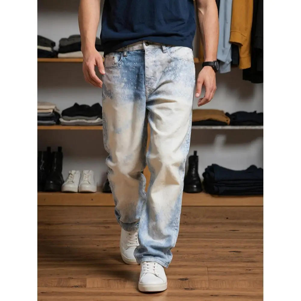 Men's jeans trendy streetwear gradient washed stretch straight-leg pants, tie-dye heavy-duty jeans
Men's jeans trendy streetwear gradient washed stretch straight-leg pants, tie-dye heavy-duty jeans