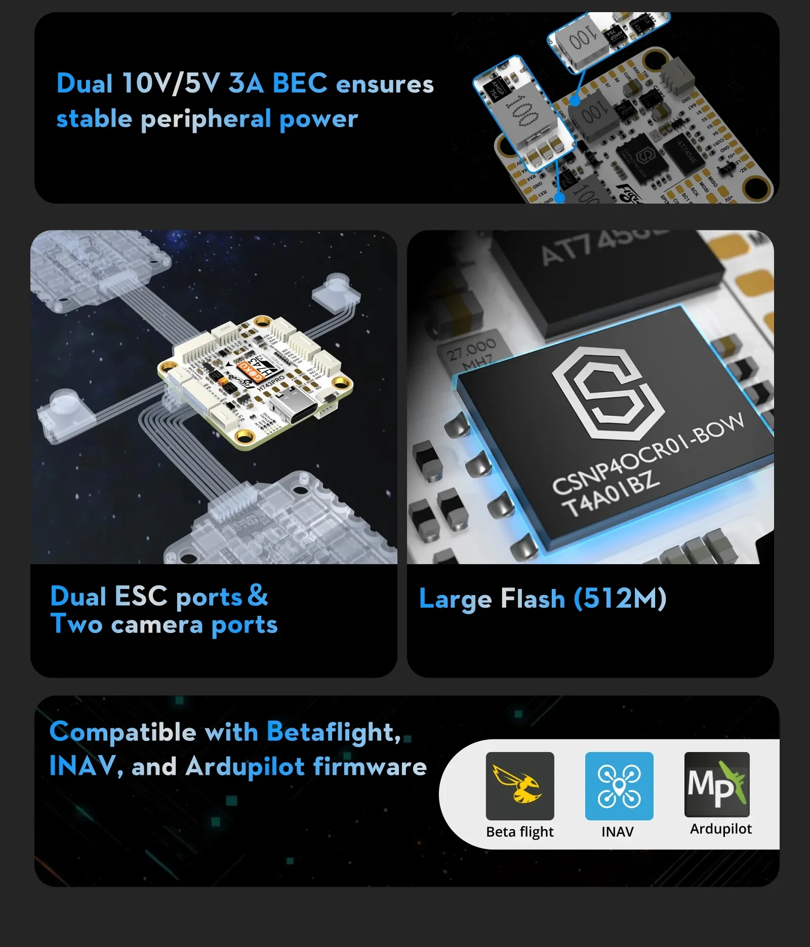 Flywoo GOKU H743 PRO 55A 32Bit 128K 30*30 Stack H743 PRO Flight Controller with G55M AM32 4in1 ESC Plug&Play O4/O4 Pro for Drone
Flywoo GOKU H743 PRO 55A 32Bit 128K 30*30 Stack H743 PRO Flight Controller with G55M AM32 4in1 ESC Plug&Play O4/O4 Pro for Drone