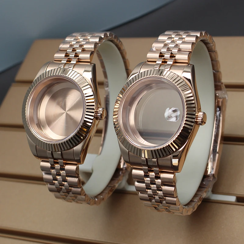 36mm39mm NH35 Watch Case Rose Gold Jubilee Bracelet Sapphire Glass For Seiko NH35 NH36 NH34/38 8215 Movement 28.5mmDial Day Date
36mm39mm NH35 Watch Case Rose Gold Jubilee Bracelet Sapphire Glass For Seiko NH35 NH36 NH34/38 8215 Movement 28.5mmDial Day Date