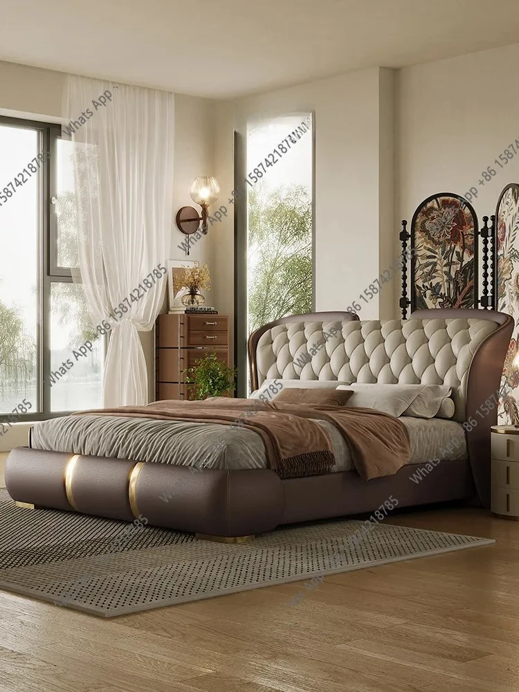 Mn French American Retro Style Light Luxury First-layer Cowhide Leather Bed Master Bedroom Pull Buckle Big Rely On Bag Bed Marri
Mn French American Retro Style Light Luxury First-layer Cowhide Leather Bed Master Bedroom Pull Buckle Big Rely On Bag Bed Marri