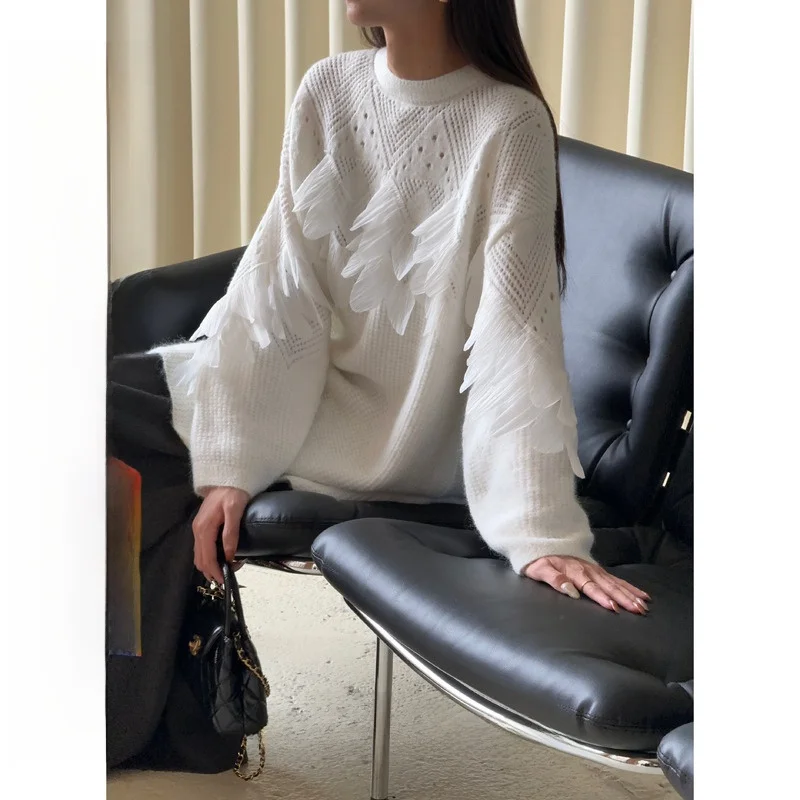 Вязаный свитер Lazy Sle с лепестковыми вставками, средней длины, свободного кроя, верхняя одежда от Onepire Atelier, женская модная осенняя модель из поливолокна S...
Вязаный свитер Lazy Sle с лепестковыми вставками, средней длины, свободного кроя, верхняя одежда от Onepire Atelier, женская модная осенняя модель из поливолокна S...