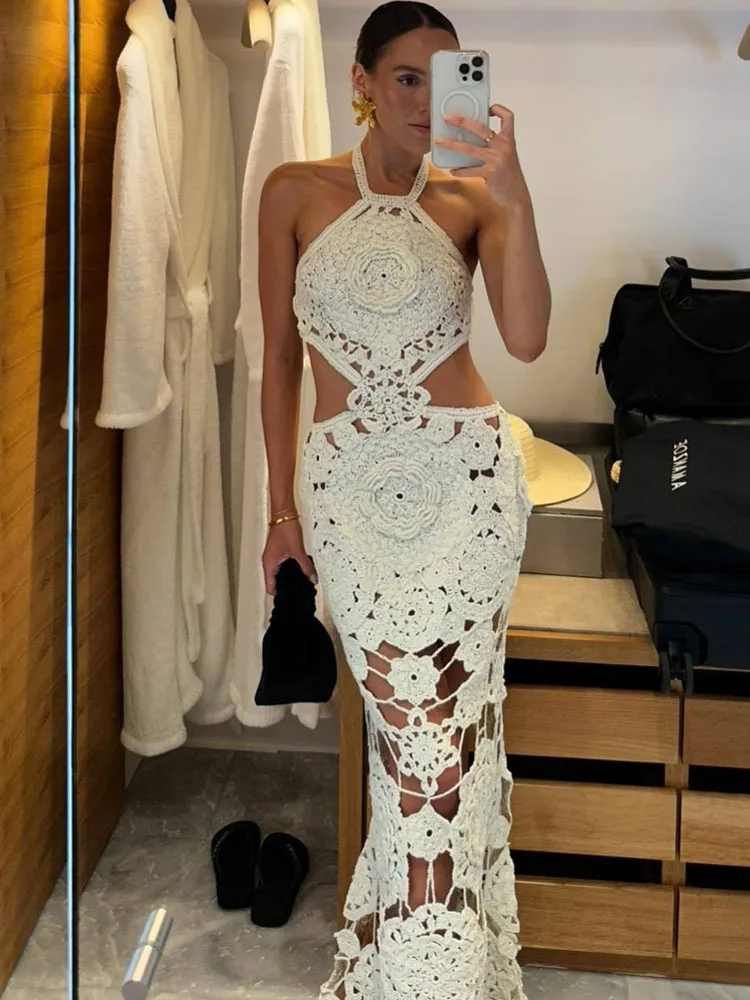 NEW Women Knitted Halter Backless Lace Up Chic Summer Beach Holiday Long DresBKQU Crochet Flower Sexy Hollow Out Maxi Dress
NEW Women Knitted Halter Backless Lace Up Chic Summer Beach Holiday Long DresBKQU Crochet Flower Sexy Hollow Out Maxi Dress