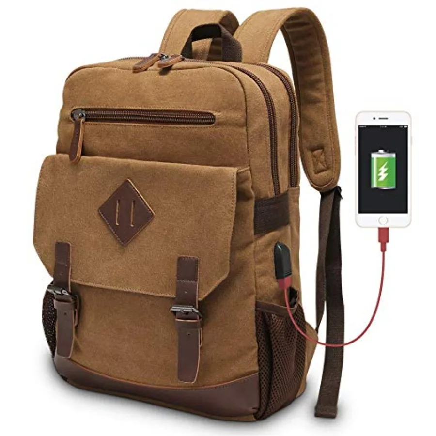 Eco-Friendly Canvas Backpack for Men Women Vintage Rucksack Fits Most 15.6 Inch Laptop Bookbag with USB Charging Port
Eco-Friendly Canvas Backpack for Men Women Vintage Rucksack Fits Most 15.6 Inch Laptop Bookbag with USB Charging Port