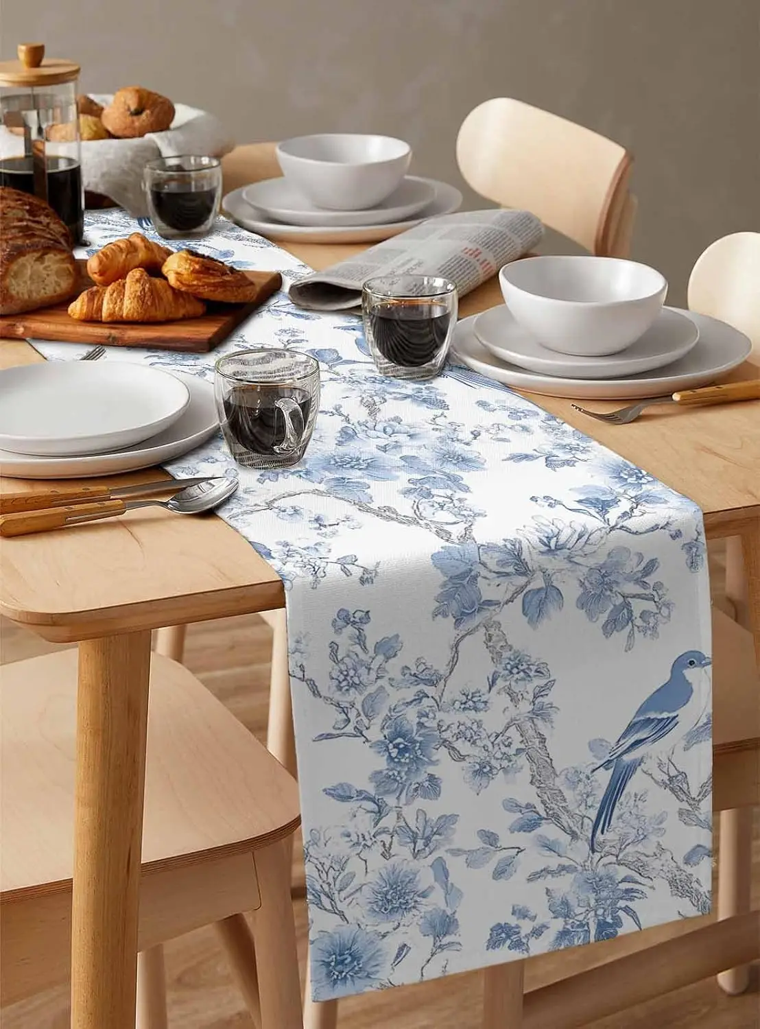 Summer Light Blue Floral Birds Linen Table Runner Dresser Scarf Decor Farmhouse Kitchen Dining Table Runner Holiday Party Decor
Summer Light Blue Floral Birds Linen Table Runner Dresser Scarf Decor Farmhouse Kitchen Dining Table Runner Holiday Party Decor