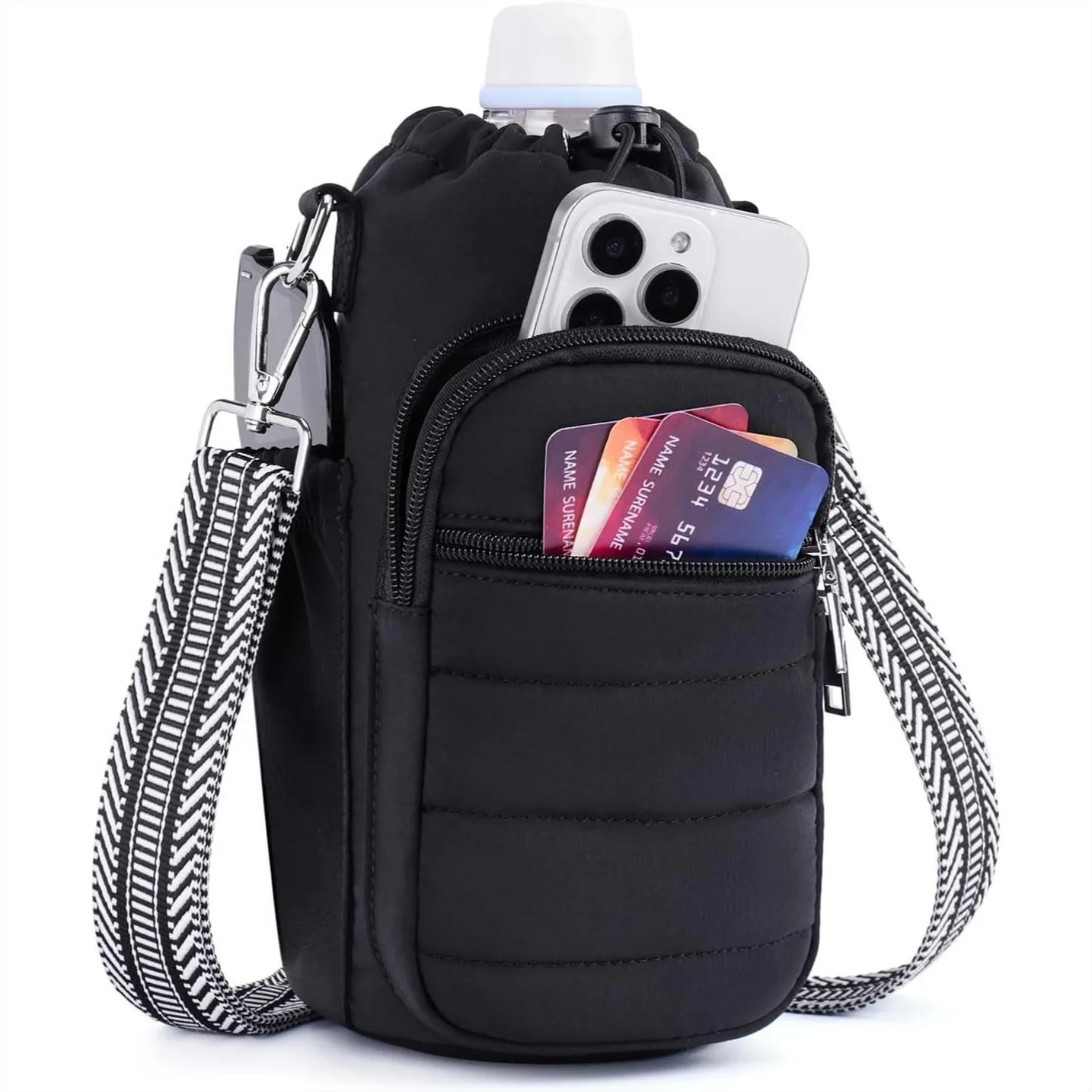 Insulated Water Bottle Bag 40 oz Crossbody Holder for Stanley, Hydro Flask with Adjustable Strap and RFID Pockets
Insulated Water Bottle Bag 40 oz Crossbody Holder for Stanley, Hydro Flask with Adjustable Strap and RFID Pockets