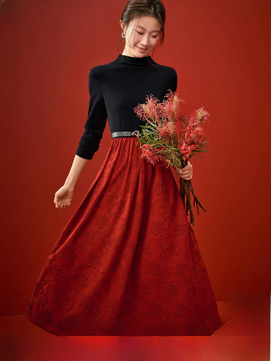 Новогоднее платье-юбка Mo Han Mei с завышенной талией, А-силуэт, в китайском стиле, с пэчворком, стройнящее, с длинными рукавами, женское
Новогоднее платье-юбка Mo Han Mei с завышенной талией, А-силуэт, в китайском стиле, с пэчворком, стройнящее, с длинными рукавами, женское