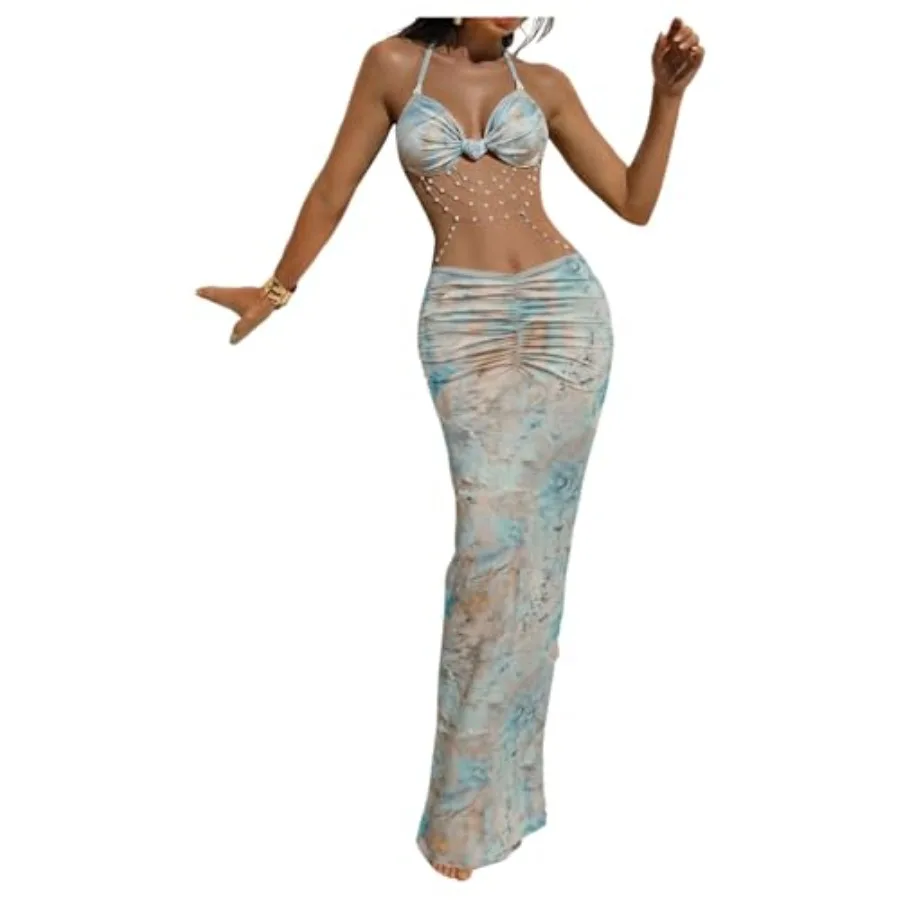 Verdusa Women's Beaded Chain Open Back Halter Dress Vacation Fishtail Maxi Dresses Concert Outfits
Verdusa Women's Beaded Chain Open Back Halter Dress Vacation Fishtail Maxi Dresses Concert Outfits