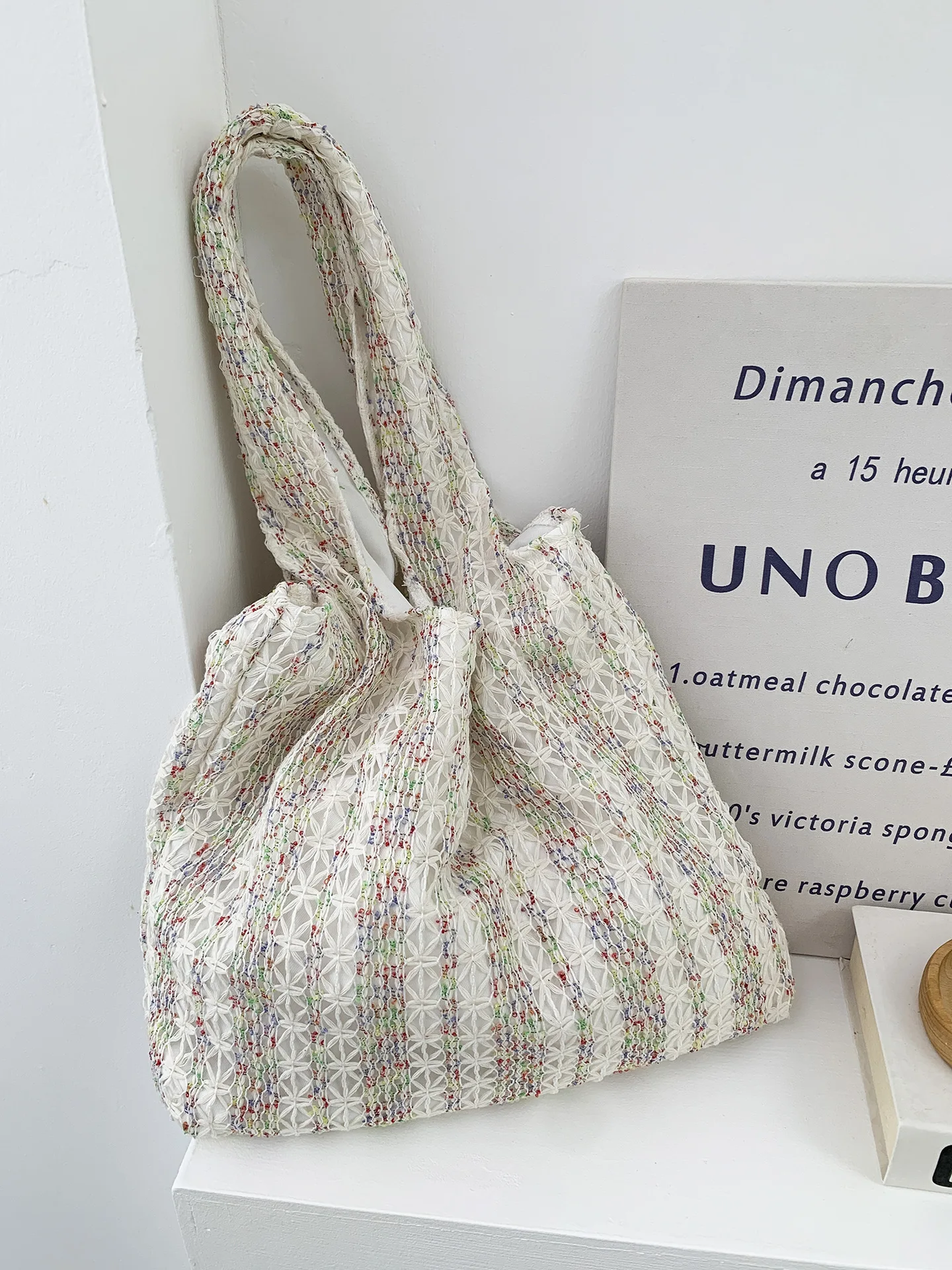 Neon Color Knitted Canvas Tote Bag for Women, Large Capacity Casual Shoulder Bag Fashion Commute School Bag for College Students Neon Color Knitted Canvas Tote Bag for Women, Large Capacity Casual Shoulder Bag Fashion Commute School Bag for College Students