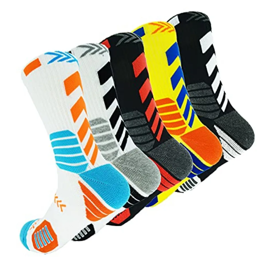 5 Pairs Men's Athletic Crew Socks for Basketball Running and Training Performance Thick Cushioned Compression Socks with Superi
5 Pairs Men's Athletic Crew Socks for Basketball Running and Training Performance Thick Cushioned Compression Socks with Superi