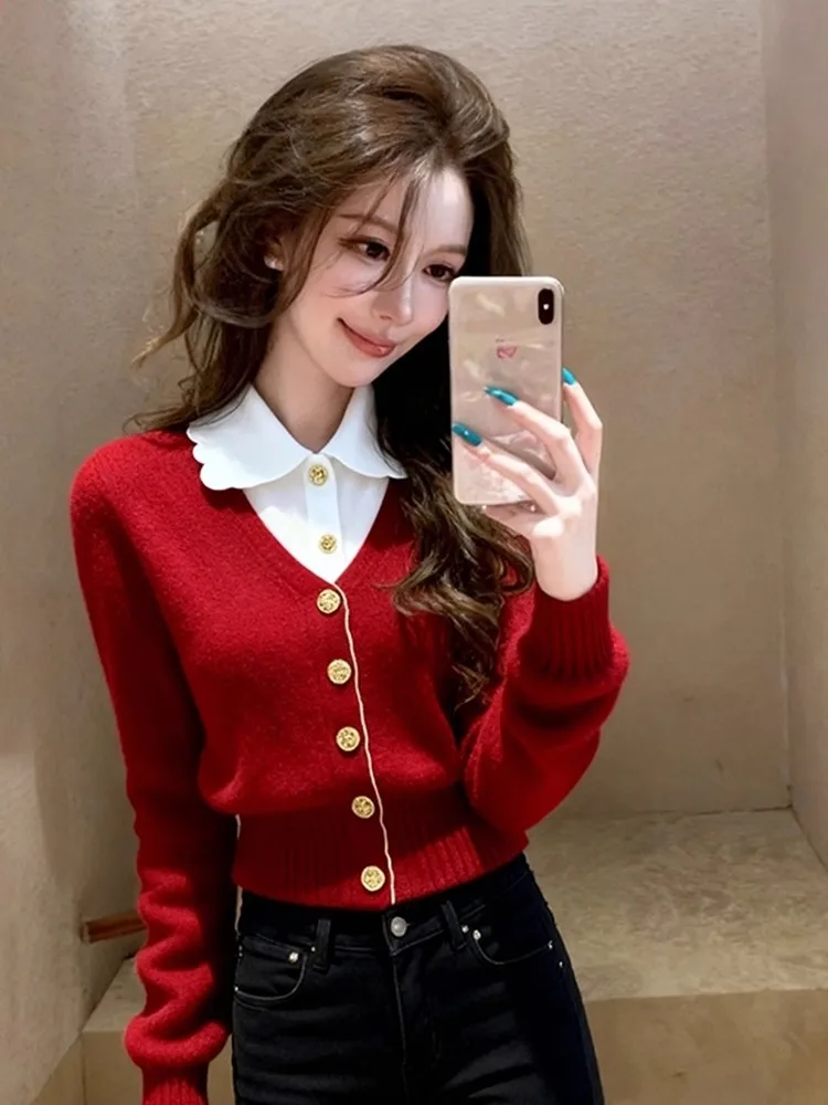Red Knitted Open Cardigan Women's Faion Slim Fit Long Sve Winter New Year's Top High Waist Cuffed Ele Sle
Red Knitted Open Cardigan Women's Faion Slim Fit Long Sve Winter New Year's Top High Waist Cuffed Ele Sle