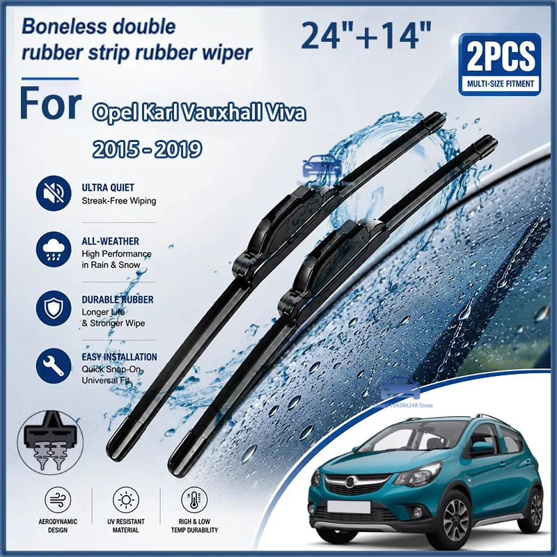 Front Wiper Blades For Opel Karl Vauxhall Viva 2015 - 2019 Windshield Windscreen Window Rain Brushes 24"+14" Modification Parts
Front Wiper Blades For Opel Karl Vauxhall Viva 2015 - 2019 Windshield Windscreen Window Rain Brushes 24"+14" Modification Parts