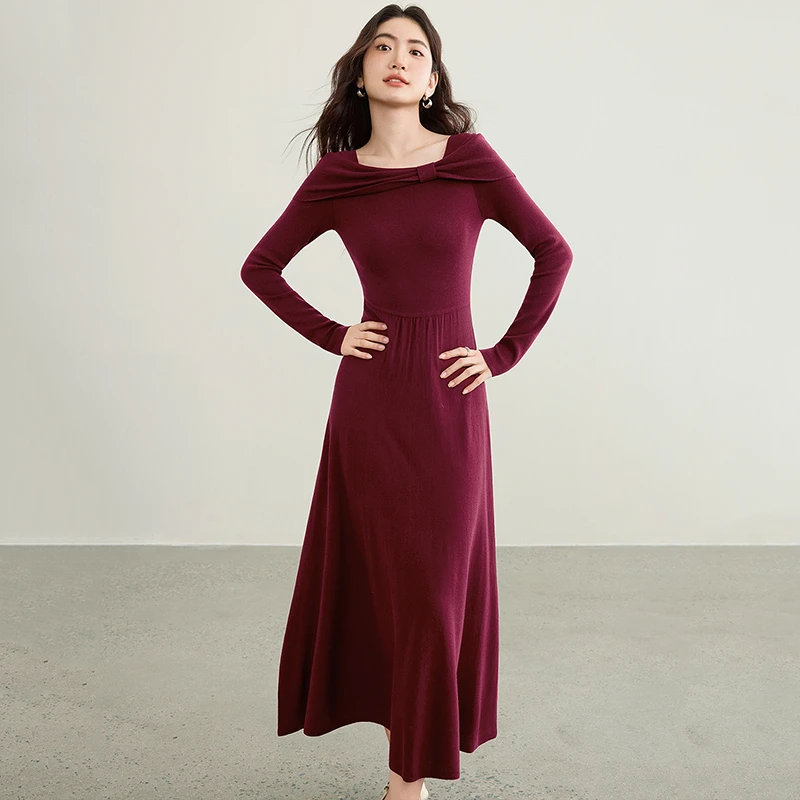 SENTUBILA A-Line Long Dress Women Slash Neck Bow Decoration Slim Elegant 2026 Autumn Red Long Sleeves Knit Dress W53LG3489
SENTUBILA A-Line Long Dress Women Slash Neck Bow Decoration Slim Elegant 2026 Autumn Red Long Sleeves Knit Dress W53LG3489