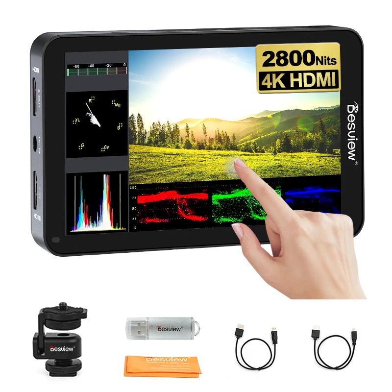 Desview 5.5" Camera Monitor R6 UHB Portable Camera Field Monitor 4K HDMI Touch Screen 2800 nits IPS 1920x1080 3D Lut for Camera
Desview 5.5" Camera Monitor R6 UHB Portable Camera Field Monitor 4K HDMI Touch Screen 2800 nits IPS 1920x1080 3D Lut for Camera