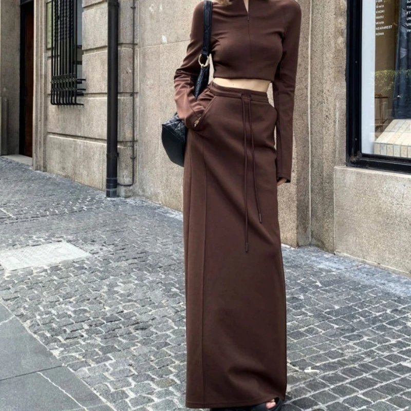 Semi-high Neck Short Slimming Zipper Long Sleeve Top Casual Straight Skirt Women's New Autumn Fashion Suit
Semi-high Neck Short Slimming Zipper Long Sleeve Top Casual Straight Skirt Women's New Autumn Fashion Suit