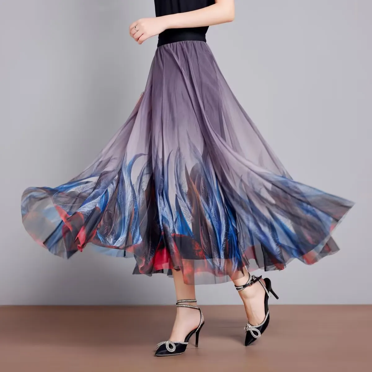 A Line Dancing Women Skirt Elastic Waist Chiffon Elegant Printed Long Skirt Female Beach Holiday Skirt With Big Hem Skirts
A Line Dancing Women Skirt Elastic Waist Chiffon Elegant Printed Long Skirt Female Beach Holiday Skirt With Big Hem Skirts