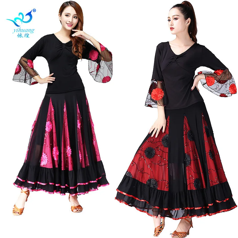 National Standard Dance Performance Skirt Modern Dance Stage Competition Uniform Waltz Flared Sleeve Skirt Practice Suit
National Standard Dance Performance Skirt Modern Dance Stage Competition Uniform Waltz Flared Sleeve Skirt Practice Suit
