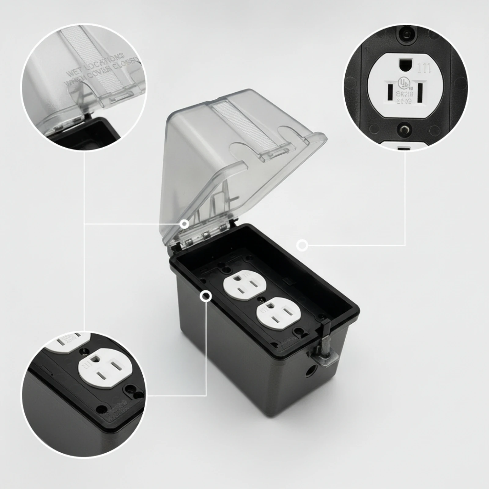 Extra Duty Outlet Cover Wet Locations Outlet Box with Cover Weatherproof Enclosure Long-Lasting Replacement for Electricians
Extra Duty Outlet Cover Wet Locations Outlet Box with Cover Weatherproof Enclosure Long-Lasting Replacement for Electricians