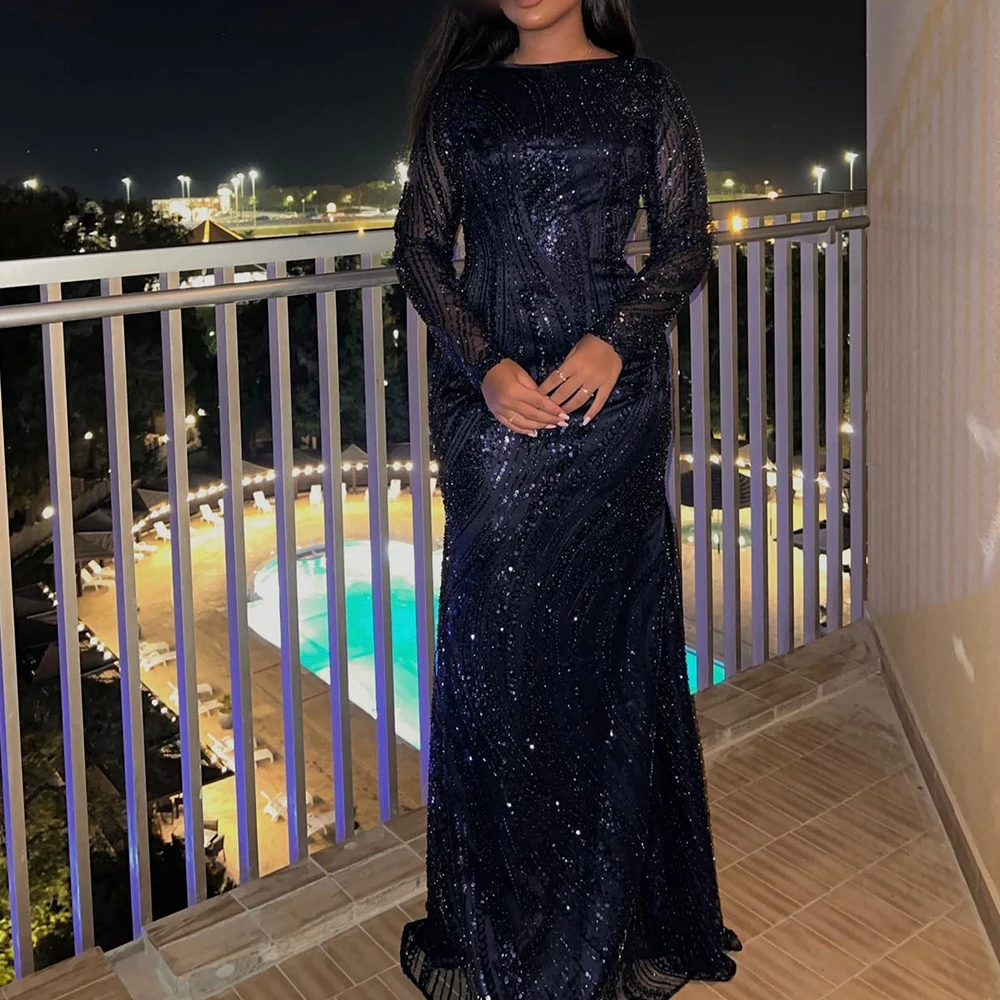 Customized Classic Straight Floor Length Crew neck Organza Long Sleeves Crystal Evening Dress Elegant vestidos para mujer
Customized Classic Straight Floor Length Crew neck Organza Long Sleeves Crystal Evening Dress Elegant vestidos para mujer