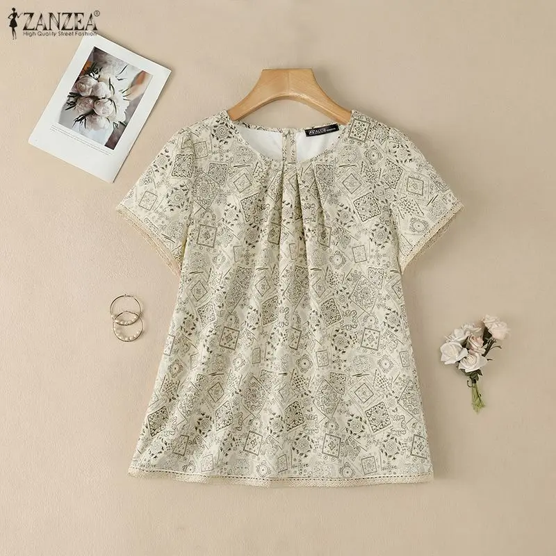 Summer Bohemain Printed Blouse ZANZEA 2026 Women Short Sleeve Holiday Tops Retro Work Shirt Mujer Female O Neck Blusas Chemise
Summer Bohemain Printed Blouse ZANZEA 2026 Women Short Sleeve Holiday Tops Retro Work Shirt Mujer Female O Neck Blusas Chemise