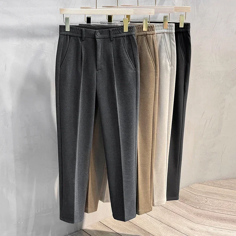 Autumn Winter Suit Pants Men Thick Business Elastic Waist Classic Grey Brown Woolen Straight Korean Formal Trousers Male 27-38
Autumn Winter Suit Pants Men Thick Business Elastic Waist Classic Grey Brown Woolen Straight Korean Formal Trousers Male 27-38
