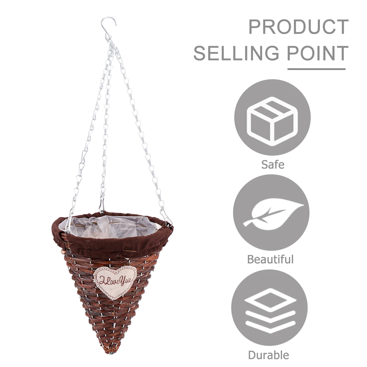 Hanging Wicker Basket Decor Cone Shape Rattan Plant Holder Banana Braid Strong Wire Frame Natural Look Home Decoration
Hanging Wicker Basket Decor Cone Shape Rattan Plant Holder Banana Braid Strong Wire Frame Natural Look Home Decoration