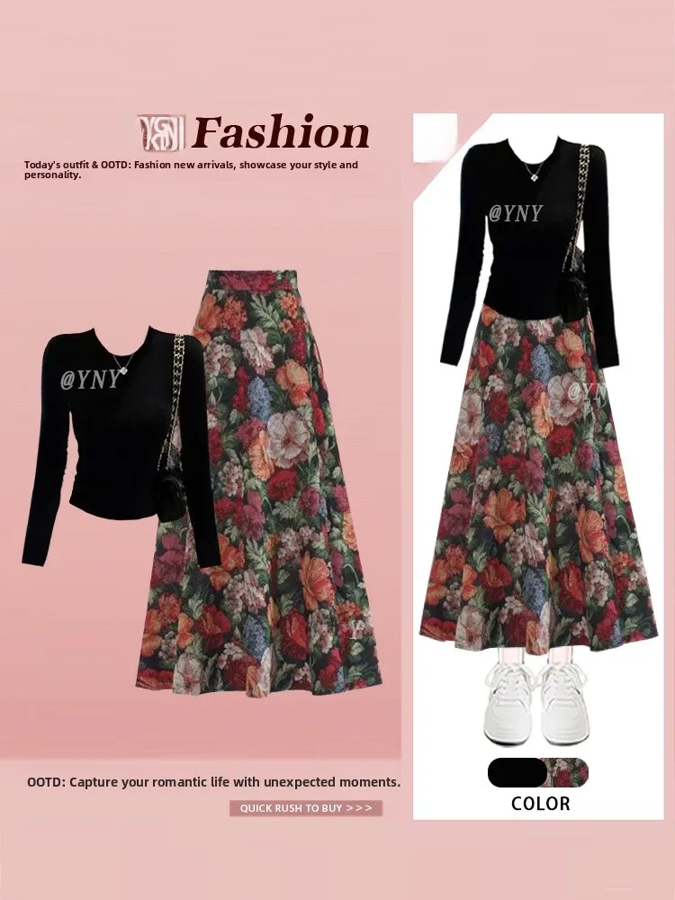Уникальная красивая футболка с цветочным принтом ort Sve и юбка длиной f, женский осенний комплект Faion, винтажная повседневная одежда
Уникальная красивая футболка с цветочным принтом ort Sve и юбка длиной f, женский осенний комплект Faion, винтажная повседневная одежда