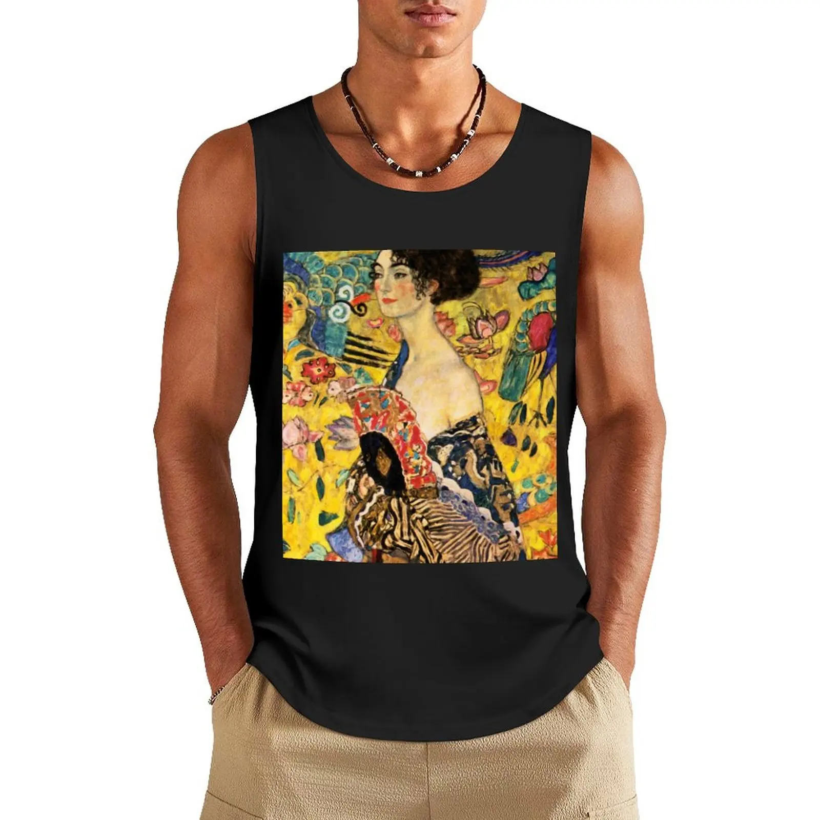 Lady with Fan by Gustav Klimt Tank Top Man sleeveless shirt Men's sports t-shirt men clothes summer
Lady with Fan by Gustav Klimt Tank Top Man sleeveless shirt Men's sports t-shirt men clothes summer