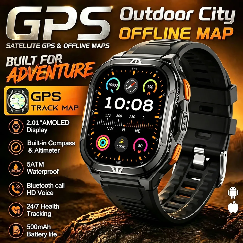2026 New GPS Smart Watch 5ATM Waterproof Built-in Offline Map Compass Military Sport Watches 170+Sport Modes Swim Smartwatch Men
2026 New GPS Smart Watch 5ATM Waterproof Built-in Offline Map Compass Military Sport Watches 170+Sport Modes Swim Smartwatch Men