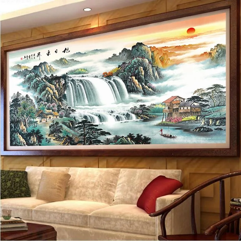 150cm Cross Stitch Kit Sunrise Waterfall Mountains Pattern Scenic Embroidery Set Needles Threads for Creative Needlework Gift
150cm Cross Stitch Kit Sunrise Waterfall Mountains Pattern Scenic Embroidery Set Needles Threads for Creative Needlework Gift