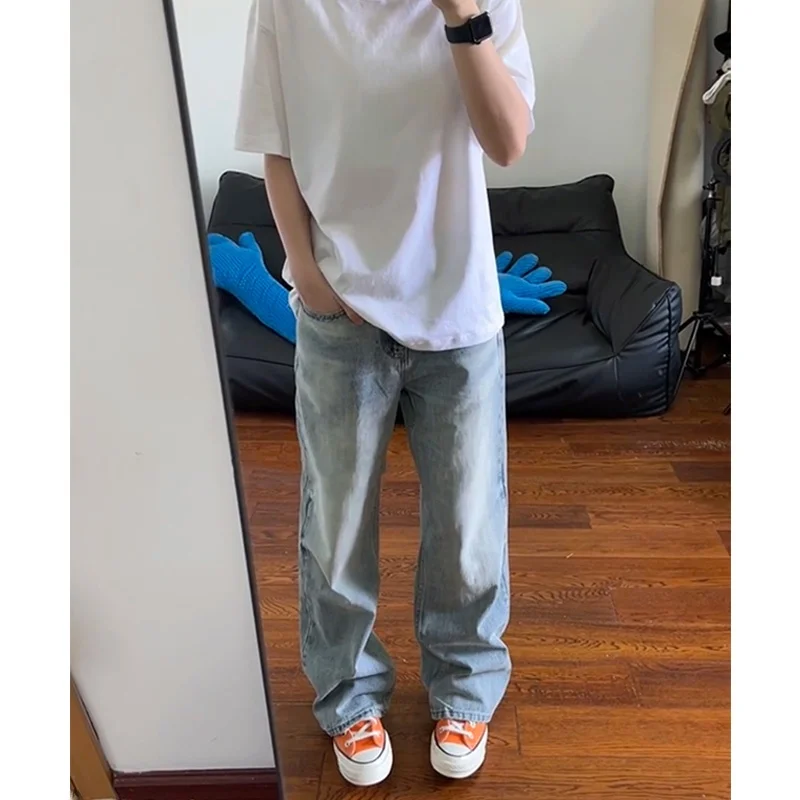 Light Blue Men's Summer Thin Straight Leg Jeans High Waist American Vibe Trendy Brand Slim Fit Long Pants Straight Tube Trousers
Light Blue Men's Summer Thin Straight Leg Jeans High Waist American Vibe Trendy Brand Slim Fit Long Pants Straight Tube Trousers