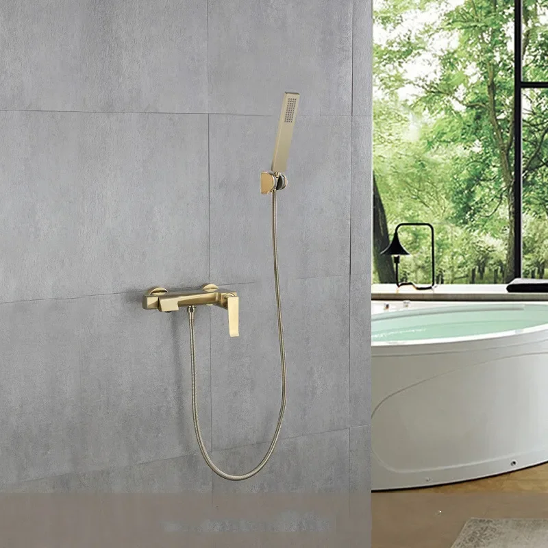 Bathroom Shower Faucet Set Wall Mounted Brush Gold Brass Bathtub Faucet Set Black Gray Finished Modern Styel New
Bathroom Shower Faucet Set Wall Mounted Brush Gold Brass Bathtub Faucet Set Black Gray Finished Modern Styel New