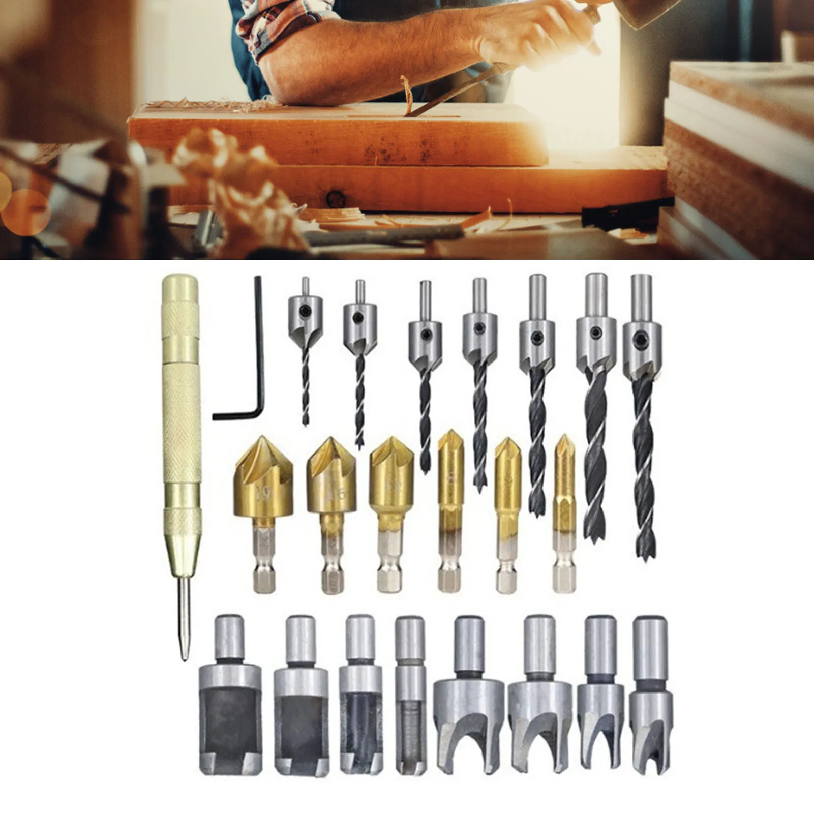 Hole Drilling Bit Set Stainless Steel Brass 1/4in Hex 3/8in Round Countersink Drill Bit Set for Woodworking Drill Bit
Hole Drilling Bit Set Stainless Steel Brass 1/4in Hex 3/8in Round Countersink Drill Bit Set for Woodworking Drill Bit