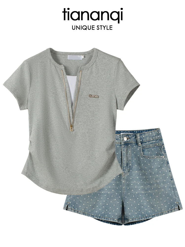 Cool V-Neck Design plus Size Fat MM Color Slimming Contrast Color Top Summer New Casual Waist-Cinching Pearl Shorts
Cool V-Neck Design plus Size Fat MM Color Slimming Contrast Color Top Summer New Casual Waist-Cinching Pearl Shorts