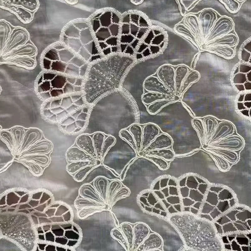 Sequin Beaded Lace Embroidery Fabric Hollow Out Ginkgo Leaf Women's Dress Children's Clothing Handmade Sewing Fabric
Sequin Beaded Lace Embroidery Fabric Hollow Out Ginkgo Leaf Women's Dress Children's Clothing Handmade Sewing Fabric