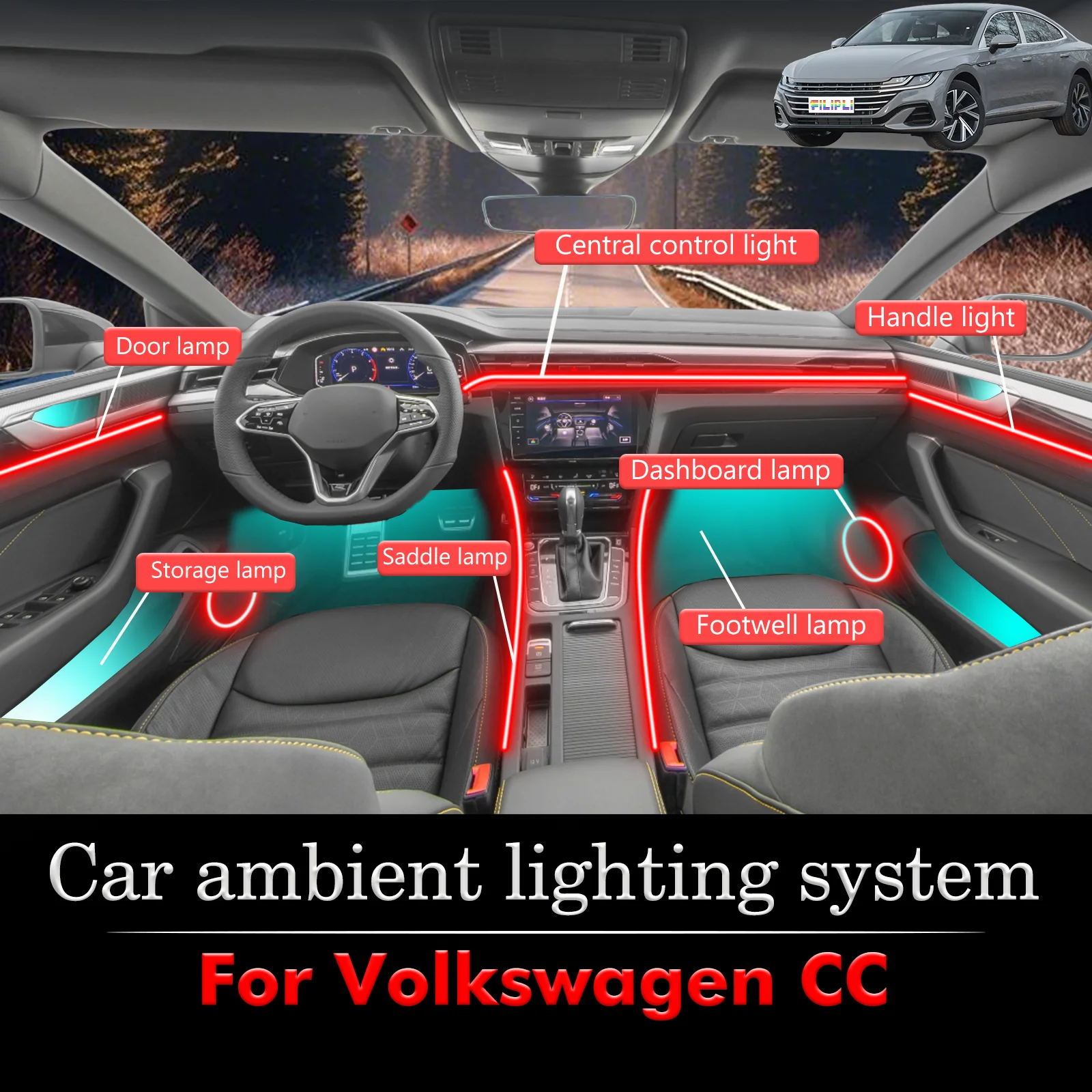 For Volkswagen CC Smart Remote Control RGB 64 Colors LED Car Interior Ambient Light Energy Saving Efficient Lamp Kit
For Volkswagen CC Smart Remote Control RGB 64 Colors LED Car Interior Ambient Light Energy Saving Efficient Lamp Kit