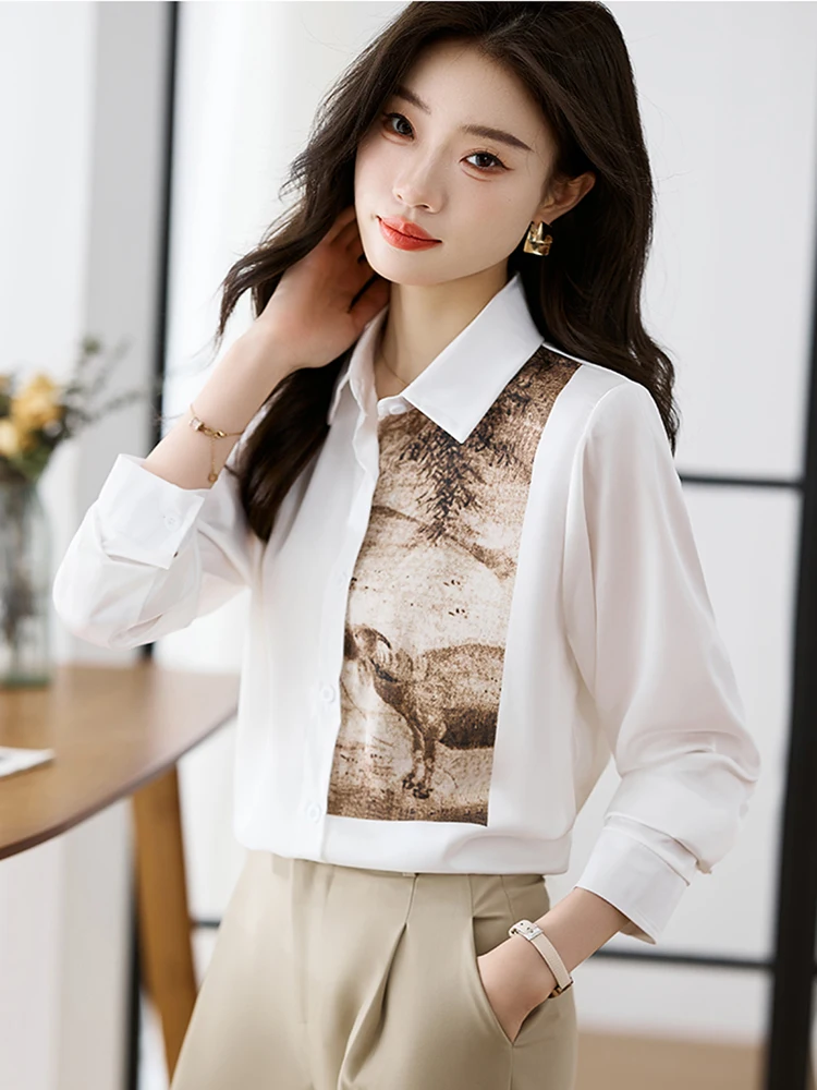 Spring Fashion Vintage Printing Chiffon Blouse For Women Blusas Mujer De Moda 2025 Ladies Turn Down Collar Casual OL Shirt Tops
Spring Fashion Vintage Printing Chiffon Blouse For Women Blusas Mujer De Moda 2025 Ladies Turn Down Collar Casual OL Shirt Tops