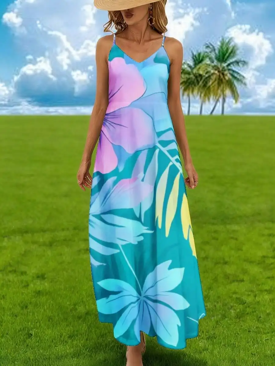 Floral Print Maxi Dress Blue Pink Yellow Tropical Leaves Flowers Beach Vacation Summer Outfit
Floral Print Maxi Dress Blue Pink Yellow Tropical Leaves Flowers Beach Vacation Summer Outfit
