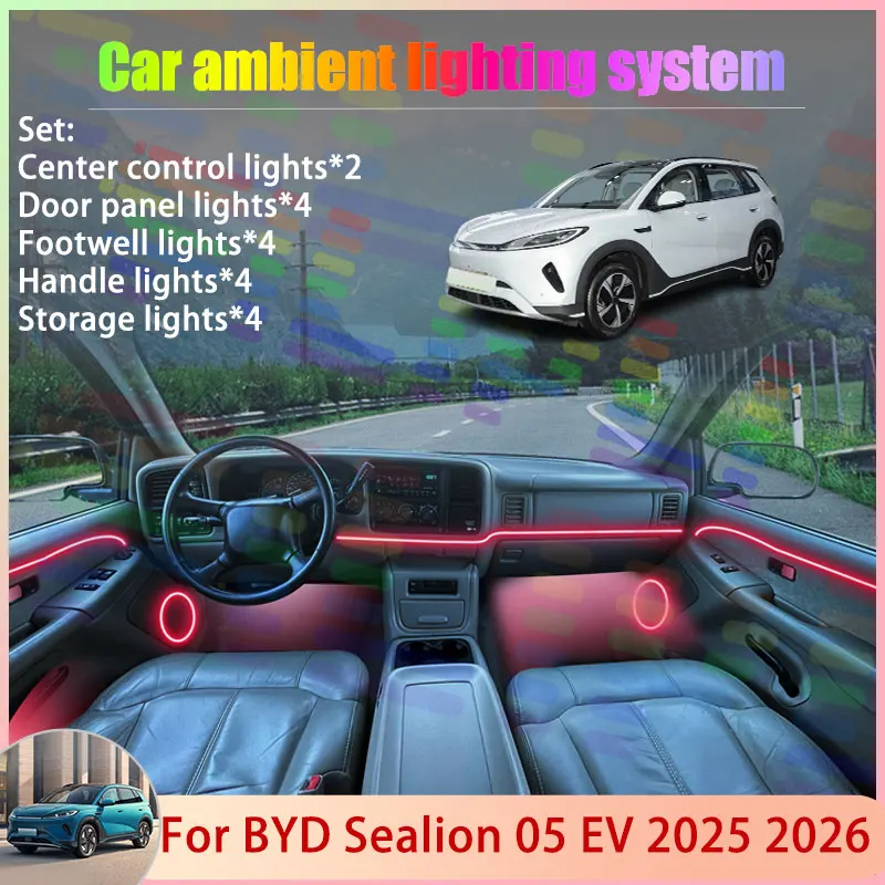 For BYD Sealion 05 EV 2025 2026 2/24 in 1 Car Atmosphere Light Lamp RGB Shade Ensemble Streamer Atmosphere Set Auto Parts Auto
For BYD Sealion 05 EV 2025 2026 2/24 in 1 Car Atmosphere Light Lamp RGB Shade Ensemble Streamer Atmosphere Set Auto Parts Auto