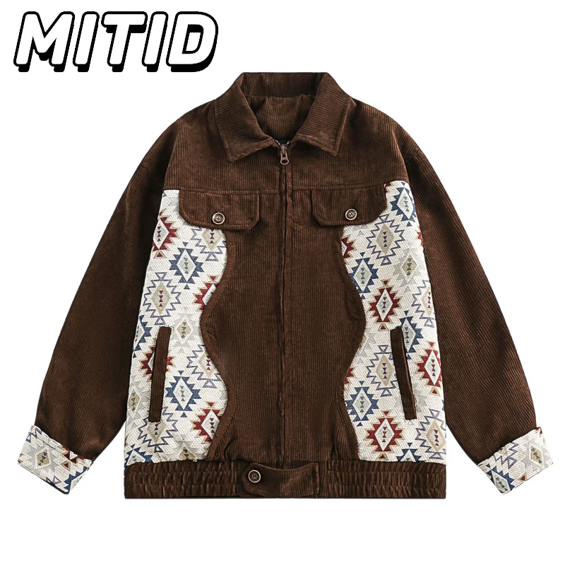 Hip Hop Streetwear Autumn Jacket Men and Women Coffee Corduroy Jacket Retro Ethnic Style Patchwork Color Couple Jacket and Coat
Hip Hop Streetwear Autumn Jacket Men and Women Coffee Corduroy Jacket Retro Ethnic Style Patchwork Color Couple Jacket and Coat